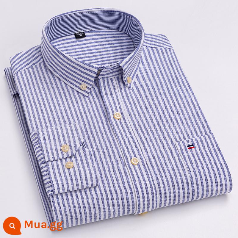 Ralph Lauren Polo Mùa Xuân Áo Sơ Mi Cotton Nam Dài Tay Sọc Trung Niên Công Sở Mỏng Nam Cotton Oxford Áo Sơ Mi - 512 (tay dài cotton nguyên chất)