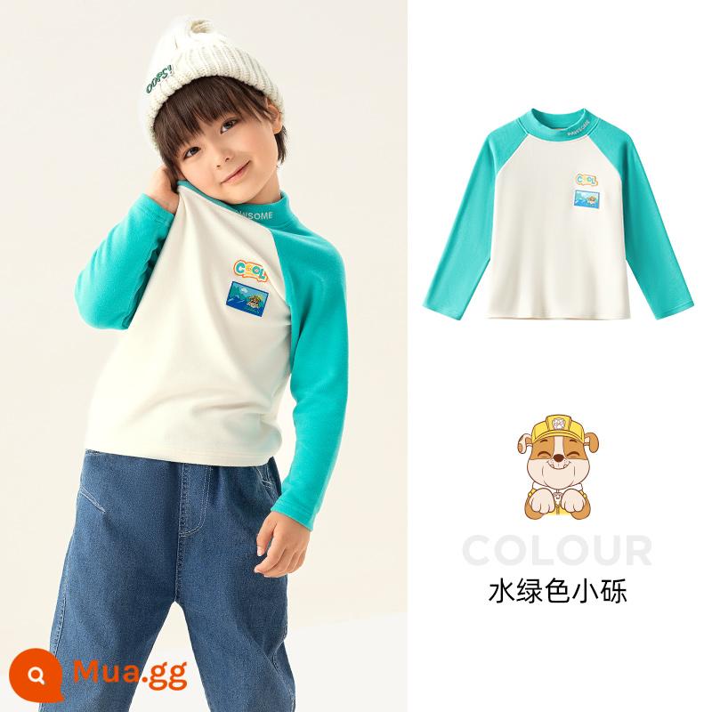 Áo thun dài tay bé trai Paw Paw Team xuân thu 2023 bé trai Áo thun cotton trẻ em bé gái đáy áo sơ mi hợp thời trang - Hồ Xanh 251