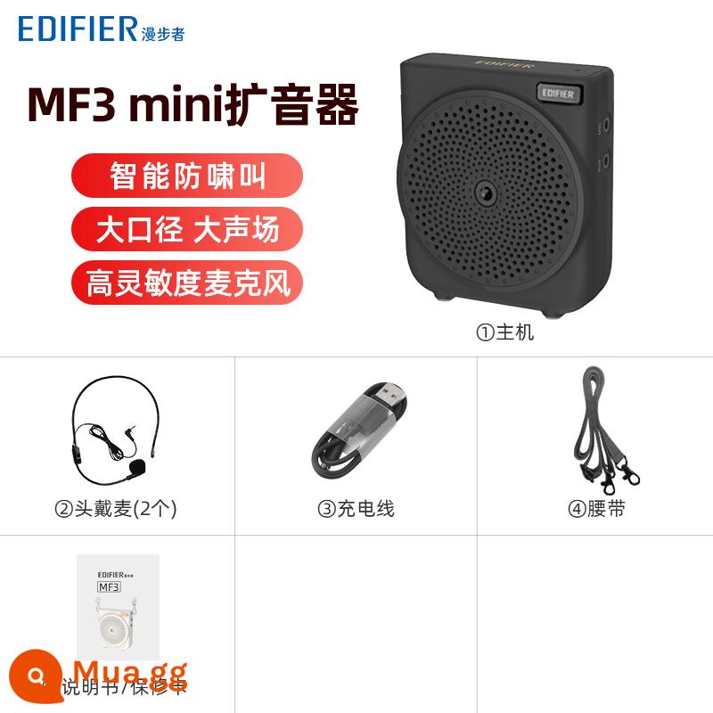 Edifier ong nhỏ loa máy giáo viên tai nghe không dây chuyên dụng giáo viên lớp micro bài giảng hướng dẫn - Đen (MF3 mini+2 tai nghe+cáp sạc+dây đeo)