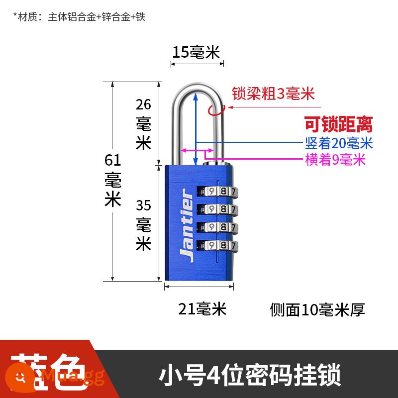 Đồng thau kết hợp khóa ổ khóa hộ gia đình nhỏ khóa cửa tủ ký túc xá khóa chìa khóa tủ bảo quản vali sinh viên chống trộm máy - Ổ khóa mật khẩu-Mật khẩu 4 chữ số nhỏ-Màu xanh