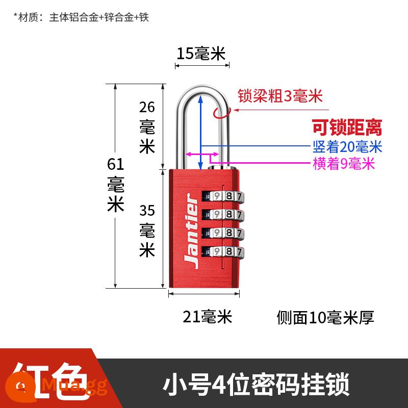 Đồng thau kết hợp khóa ổ khóa hộ gia đình nhỏ khóa cửa tủ ký túc xá khóa chìa khóa tủ bảo quản vali sinh viên chống trộm máy - Ổ khóa mật khẩu-Mật khẩu 4 chữ số nhỏ-Đỏ