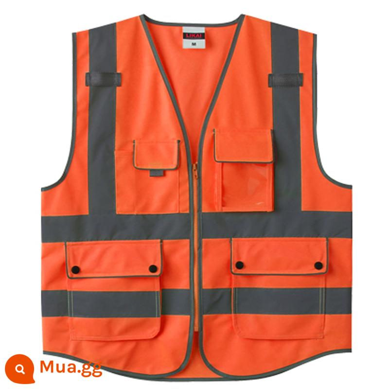 Áo vest công nhân phản quang áo khoác công nhân vệ sinh công trình giao thông áo vest dạ quang quần áo bảo hộ lao động quần áo phản quang - 039 cam đỏ