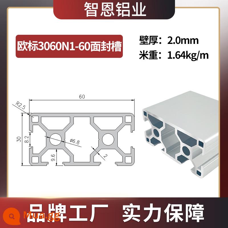 Vật liệu đùn nhôm công nghiệp Tiêu chuẩn Châu Âu 3060 hồ sơ hợp kim nhôm 30*60 khung nhôm dây chuyền lắp ráp khung ống vuông - Rãnh bịt kín bề mặt tiêu chuẩn Châu Âu 3060N1-60