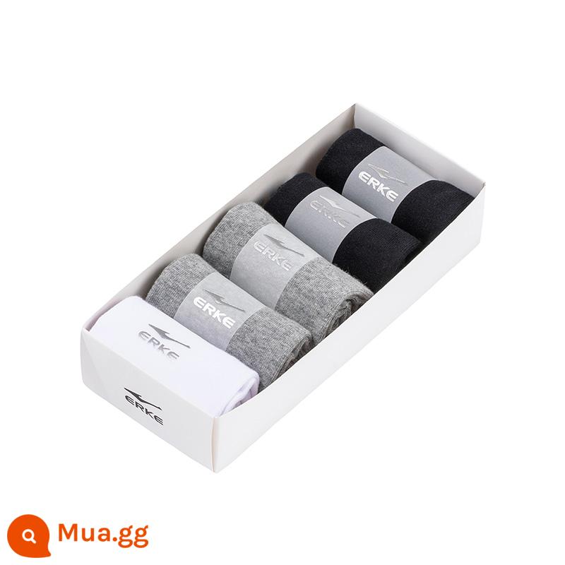 [5 đôi] Vớ thể thao Hongxing Erke mùa thu và mùa đông vớ nam vớ cotton vớ cổ thấp dành cho nam và nữ - Bổ sung phong cách cho nam màu xám hoa nhạt/đen thật/trắng thật