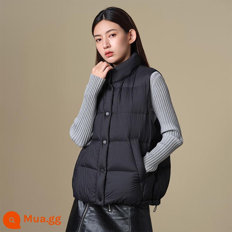 Tambor 2022 Mới Xuống Áo Vest Nữ Cổ Ngắn Đứng Cổ Đa Năng Áo Vest Áo Khoác Nhẹ - 0027 tóc đen mới và cũ hỗn hợp