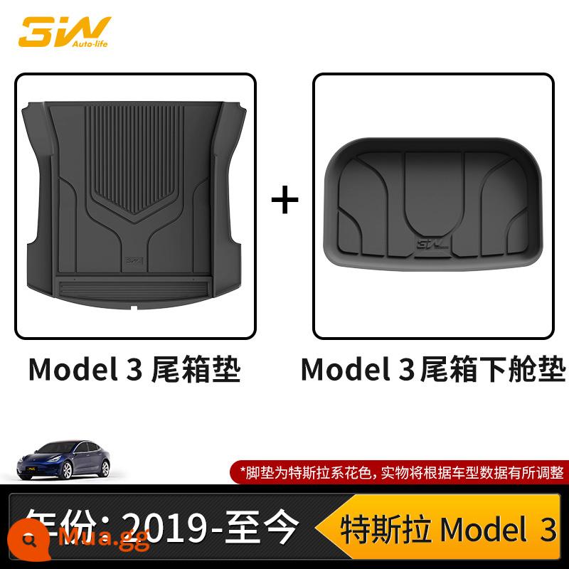 Thảm cốp xe TPE đầy đủ 3W phù hợp cho Tesla Model3 ModelY modelX S Edamame 3 thảm cốp xe - MODEL 3 Thảm lót khoang sau + Thảm lót khoang dưới phía sau (mẫu 19-23)