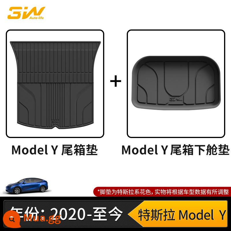 Thảm cốp xe TPE đầy đủ 3W phù hợp cho Tesla Model3 ModelY modelX S Edamame 3 thảm cốp xe - MODEL Thảm lót khoang sau Y + Thảm lót khoang sau phía dưới (20-24 mẫu)