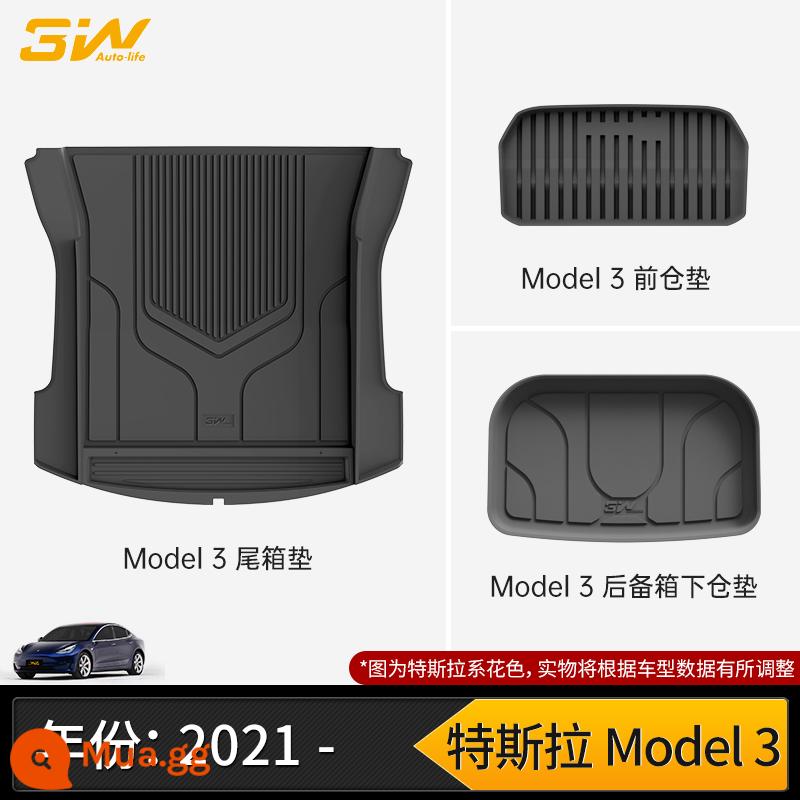 Thảm cốp xe TPE đầy đủ 3W phù hợp cho Tesla Model3 ModelY modelX S Edamame 3 thảm cốp xe - MODEL 3 Thảm cabin phía trước + Thảm cabin phía sau + Thảm khoang dưới phía sau (21-23 mẫu).