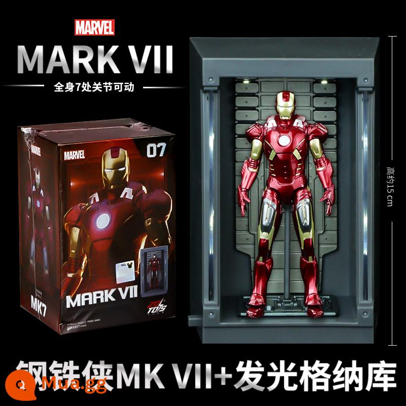 Mid -Motion Iron Man MK85 Di chuyển Puppet chính hãng Marvel Avengers Model Mô hình mô hình mô hình - [Iron Man MK7] Khoảng 10cm + Gnaku (dạ quang)