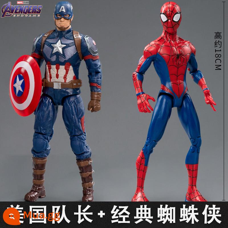 Marvel Người Nhện Đồ Chơi Mô Hình Di Động Búp Bê Bé Trai Chính Hãng Búp Bê Trung Chuyển Động Người Sắt Mô Hình Búp Bê - Người Nhện cổ điển + Captain America