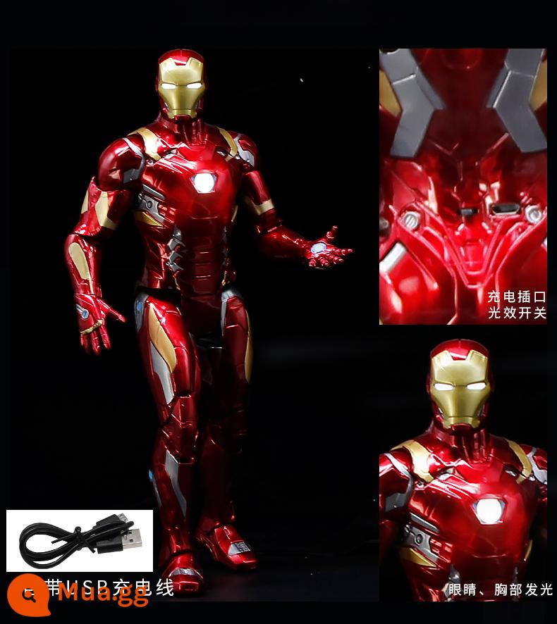 Mid -Motion Iron Man MK85 Di chuyển Puppet chính hãng Marvel Avengers Model Mô hình mô hình mô hình - Iron Man trong hộp quà lớn (phiên bản phát sáng có thể sạc lại)