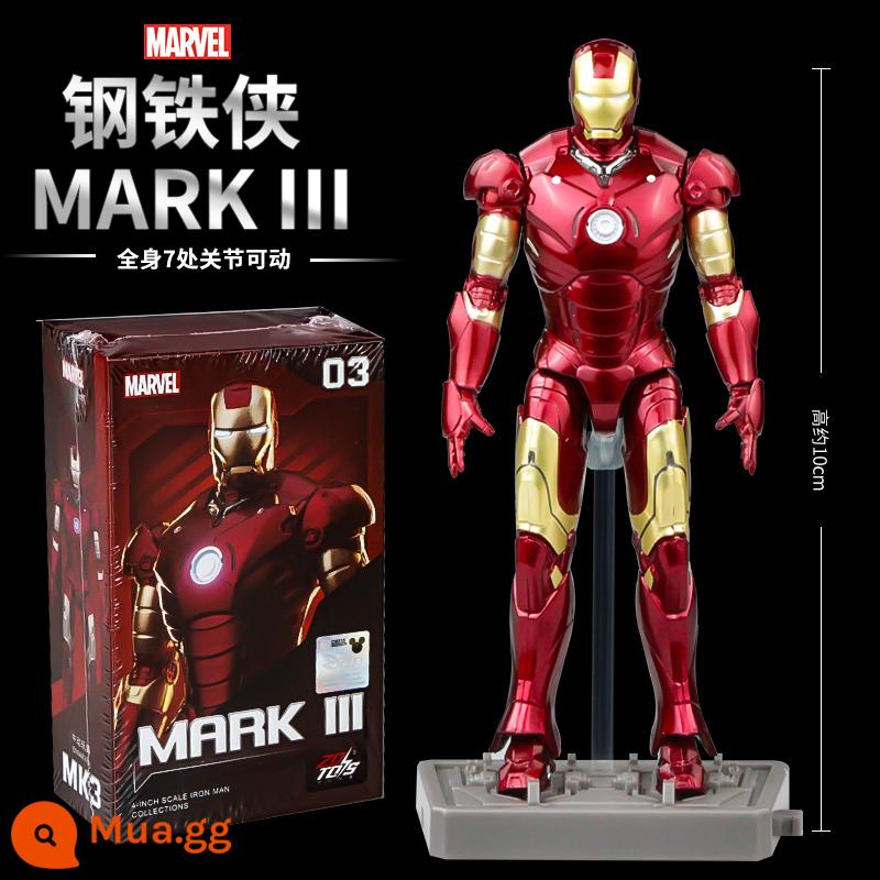 Mid -Motion Iron Man MK85 Di chuyển Puppet chính hãng Marvel Avengers Model Mô hình mô hình mô hình - [Iron Man MK3] Khoảng 10cm + đế