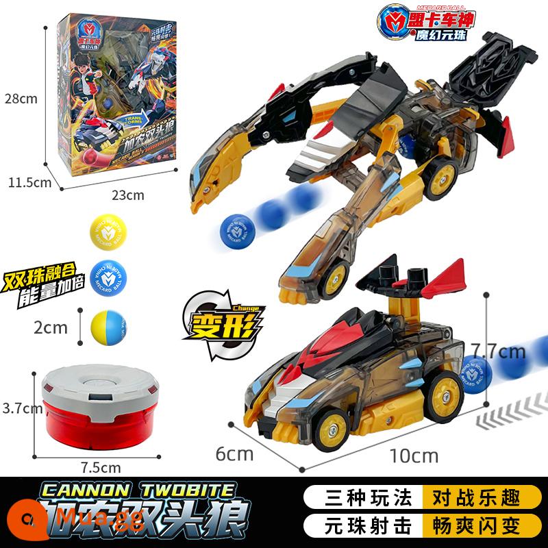 League Truck God's Magic Yuanzhu 2 Toy Round Beads II Machine God Chính hãng Biến dạng Showdown Trẻ em Boy Mengmeng Thẻ - [Sói hai đầu pháo] Thần xe lớn + 3 hạt Yuan + Hộp hạt Yuan