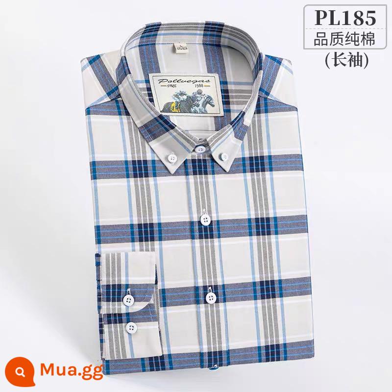 Ralph Lauren Polo Áo sơ mi mùa xuân, mùa thu, áo khoác cotton dài tay nam, áo khoác Oxford kiểu dáng doanh nhân, áo sơ mi sọc cotton không sắt - PL185