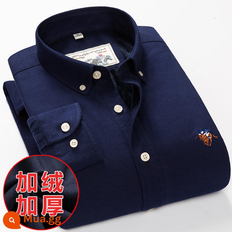 Ralph Lauren Polo Áo sơ mi mùa xuân, mùa thu, áo khoác cotton dài tay nam, áo khoác Oxford kiểu dáng doanh nhân, áo sơ mi sọc cotton không sắt - Mẫu nhung PL8035 Plus