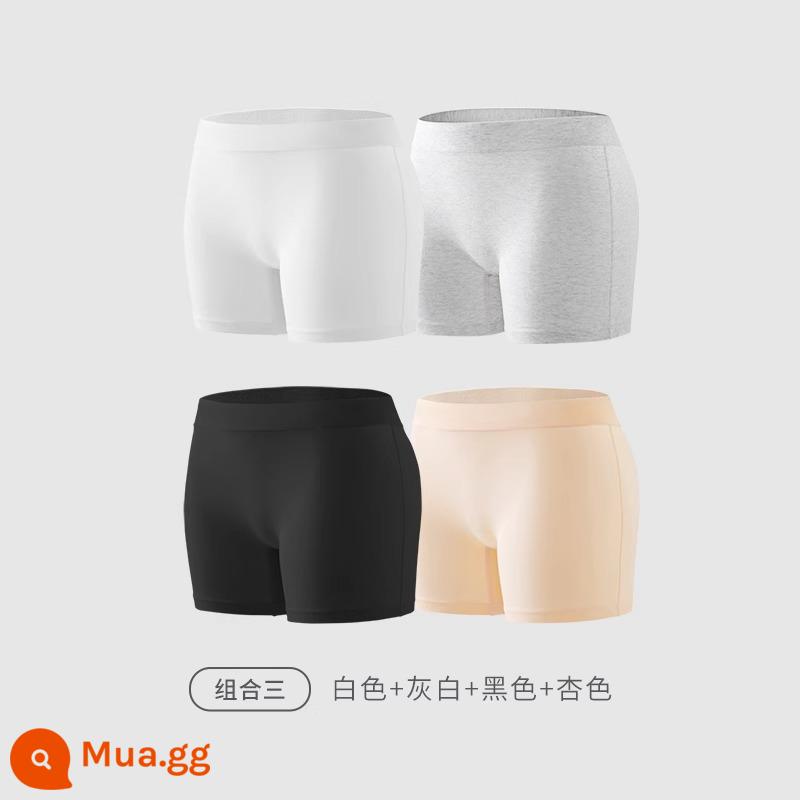 Jindu quần sịp boxer nữ cotton nguyên chất eo cao kiểm soát đáy quần an toàn chống trượt quần lót boxer nữ - Nakakoshi Hirakakugumi C