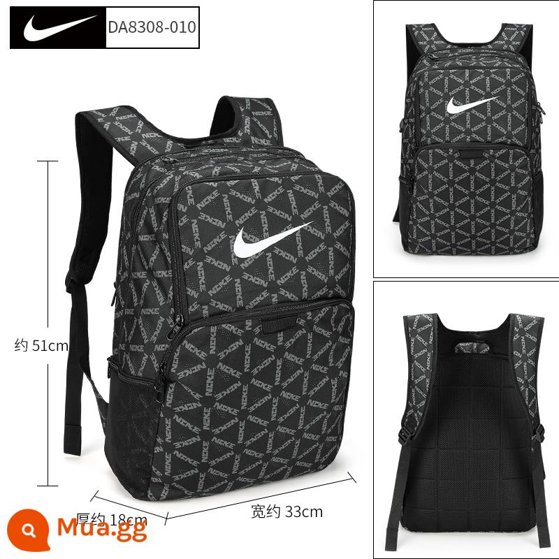 Cặp học sinh Nike ba lô dung tích lớn NIKE du lịch đại học ba lô nam sinh trung học thể thao BA5954 - Đen [nhãn chuỗi chữ cái, ma trận xu hướng] DA8308-010