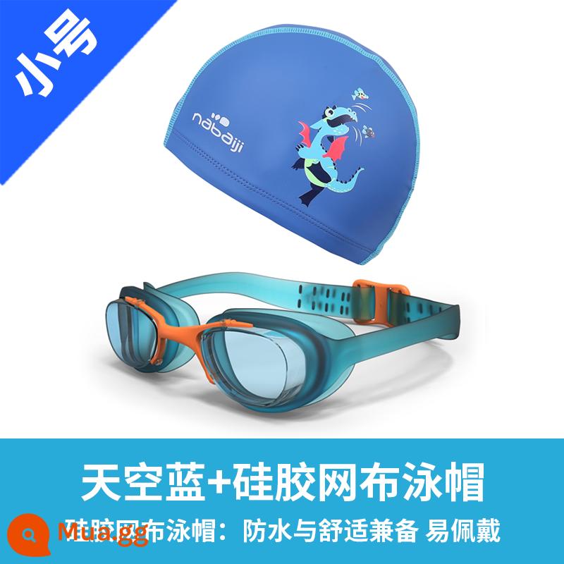 Kính bơi trẻ em Decathlon chuyên nghiệp chống nước chống sương mù kính bơi nam thiết bị bơi Bộ mũ bơi IVL1 - [Bộ] Kính bơi màu xanh da trời + Mũ bơi hai lớp lưới silicon