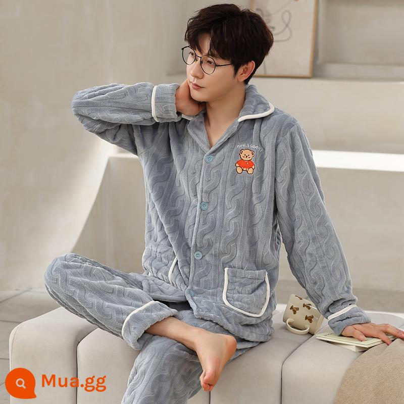 Mẫu mùa thu và mùa thu nam mới của Pyjama dày lên và Velvet Long -sleeved Coral Velvet Velvet Hoàng - sd-CRMK266