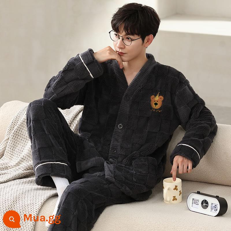 Mẫu mùa thu và mùa thu nam mới của Pyjama dày lên và Velvet Long -sleeved Coral Velvet Velvet Hoàng - sd-CRMK242