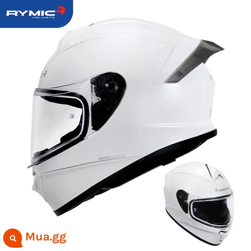 RYMIC xe máy an toàn mũ bảo hiểm nam và nữ xe máy mũ bảo hiểm đầy đủ ống kính chống sương mù cưỡi mát chứng nhận 3C tiêu chuẩn quốc gia - 977-Pearl White [Găng tay 68 nhân dân tệ miễn phí + miếng dán chống sương mù]