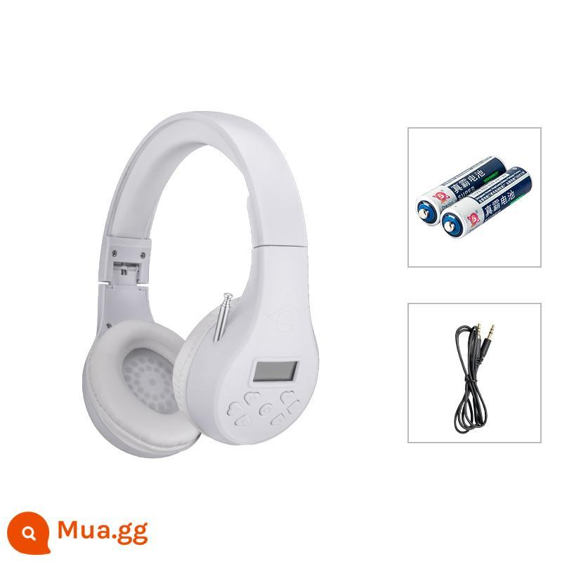 Cao đẳng Tiếng Anh bốn cấp tai nghe bốn cấp FM FM không dây cấp AB bốn cấp tám cấp bốn cấp 6 cấp sinh viên - Mẫu pin 600 ăng-ten màu trắng + cáp âm thanh