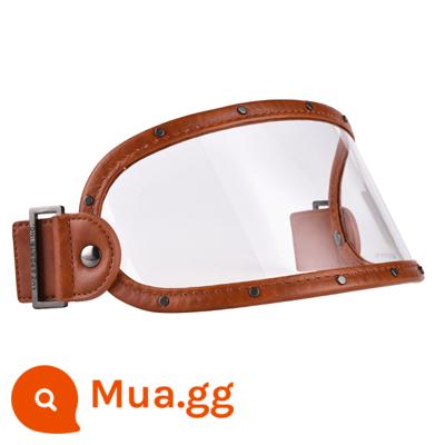 AMZ Full Mũ Bảo Hiểm Đặc Biệt Kính Xe Máy Kính Retro Harley Kính Xe Máy Chống Sương Mù Chống Gió Kính - da nâu trong suốt