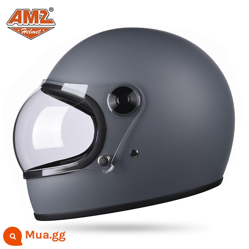 AMZ Xe Máy Retro Xe Máy Full Mũ Bảo Hiểm Nam Nữ 3C Chứng Nhận Mùa Đông Mũ Bảo Hiểm Harley Xe Điện Bốn Mùa - Sub-gray (SF Express miễn phí vận chuyển)