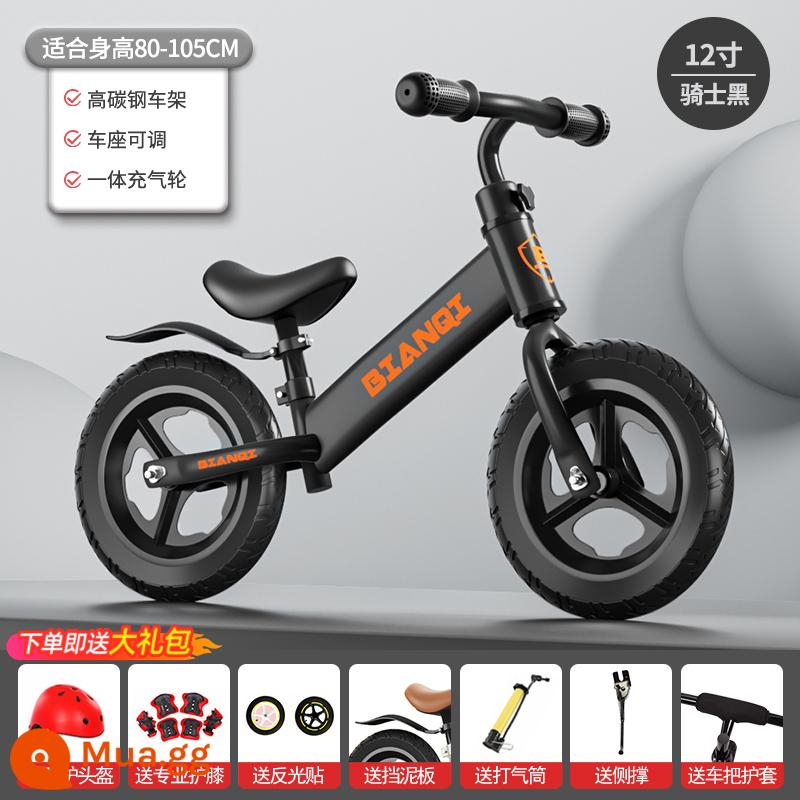 Xe thăng bằng trẻ em không có bàn đạp xe trượt Scooter hai trong một dành cho trẻ 1-2-36 tuổi xe tập đi - Lốp khí nén tích hợp [Knight Black] 12 inch đi kèm gói quà tặng. Chiều cao khuyến nghị là 80-105cm.