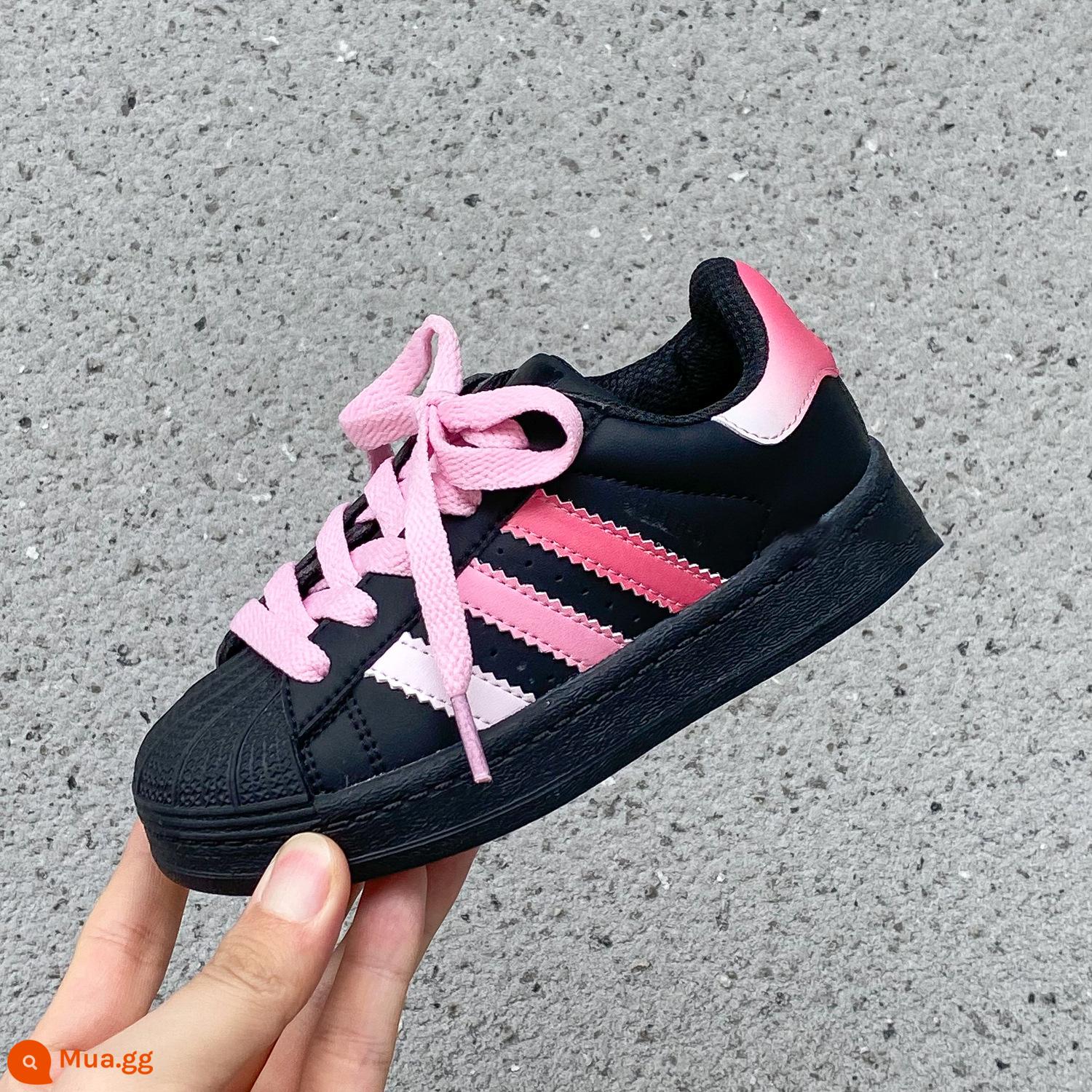 Giày Bé Gái Vỏ Giày 2023 Mới Da Trẻ Em Giày Trắng Hợp Thời Trang Thương Hiệu Giày Sneaker Bé Trai Giày Lưới Thoáng Khí - Hồng và đen (có hàng), bảo hành 1 năm