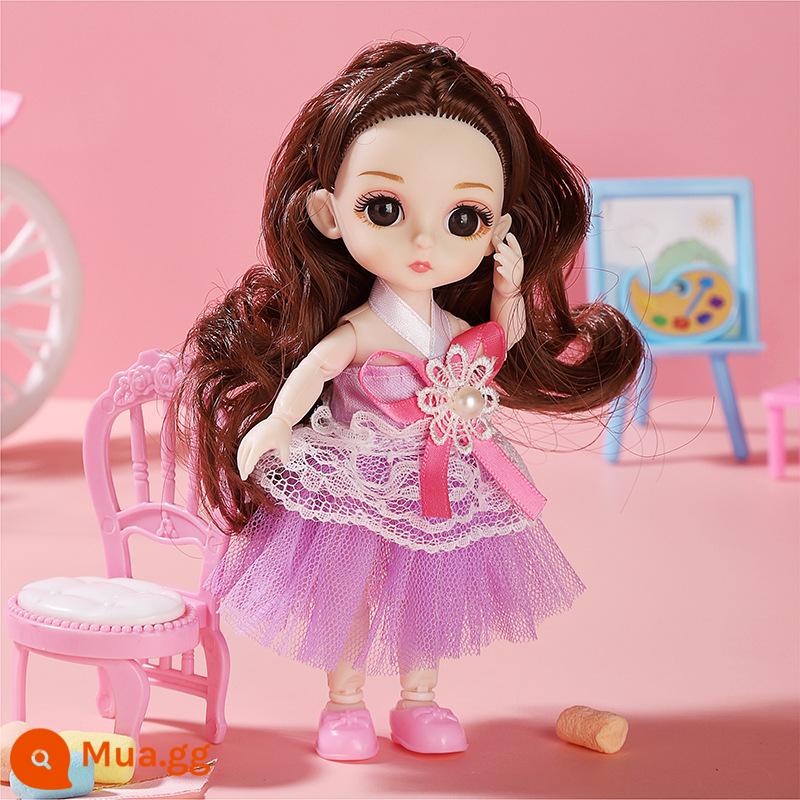 Cô gái búp bê mô phỏng đầm công chúa-up búp bê dress-up sinh nhật dress-up nhà rượu đồ chơi Quà tặng ngày của trẻ em - Váy gạc tím bé gái 17cm (túi)