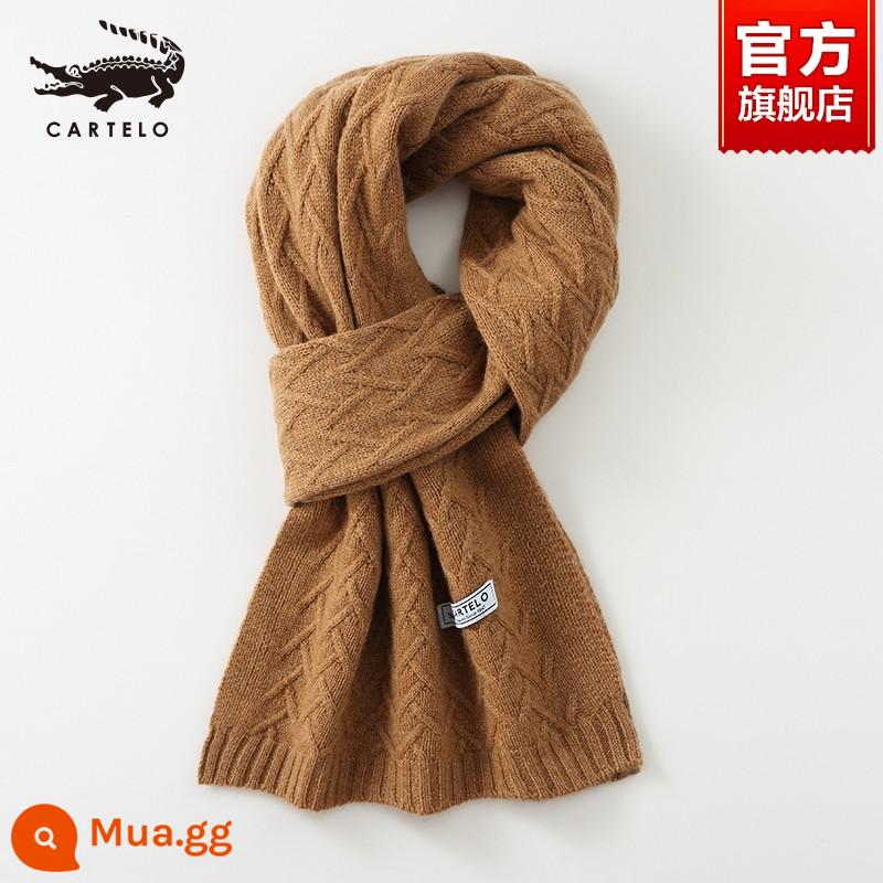 Khăn choàng nam cá sấu mùa đông cashmere cao cấp quà tặng sinh nhật cho chồng và bạn trai dày khăn len ấm áp dành cho nam - Lạc đà W721024