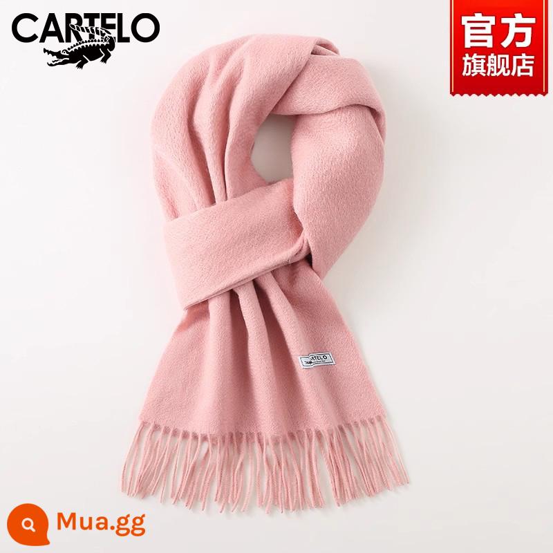 Khăn cá sấu nữ mùa đông 2022 mới 100% cashmere nguyên chất cao cấp ấm áp dễ thương cho bạn gái - W103-Hồng