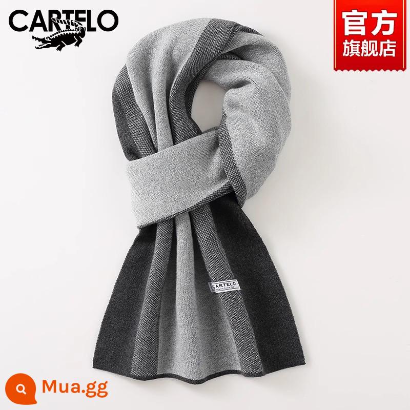 Khăn quàng nam cashmere cá sấu mùa đông cặp đôi phù hợp tặng quà sinh nhật bạn trai cao cấp hộp quà khăn ấm áp - W6033-màu xám trung bình