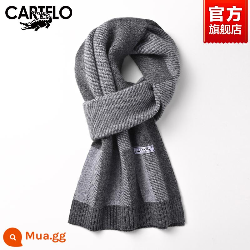 Khăn choàng nam cá sấu mùa đông cashmere cao cấp quà tặng sinh nhật cho chồng và bạn trai dày khăn len ấm áp dành cho nam - ZL01 màu xám nhạt