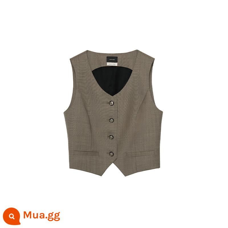 Mở nhãn màu đen/Jacquard nhập khẩu của Ý được dệt nhuộm dần màu kiểm tra vest Air wash keel váy eo cao - Áo vest màu nâu nhạt Cuba nhập khẩu từ Ý