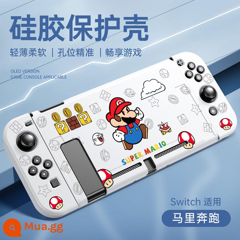 Thích hợp cho vỏ bảo vệ Nintendo switch, vỏ switcholed mới, vỏ tay cầm silicon hai mảnh, vỏ bảo vệ NS, đế cắm OLED, vỏ mềm lưu trữ bảng điều khiển trò chơi riêng biệt - switch√Vỏ mềm có lỗ mịn được nâng cấp mới✦[Chạy kiểu Mali trắng cổ]★ Mũ miễn phí