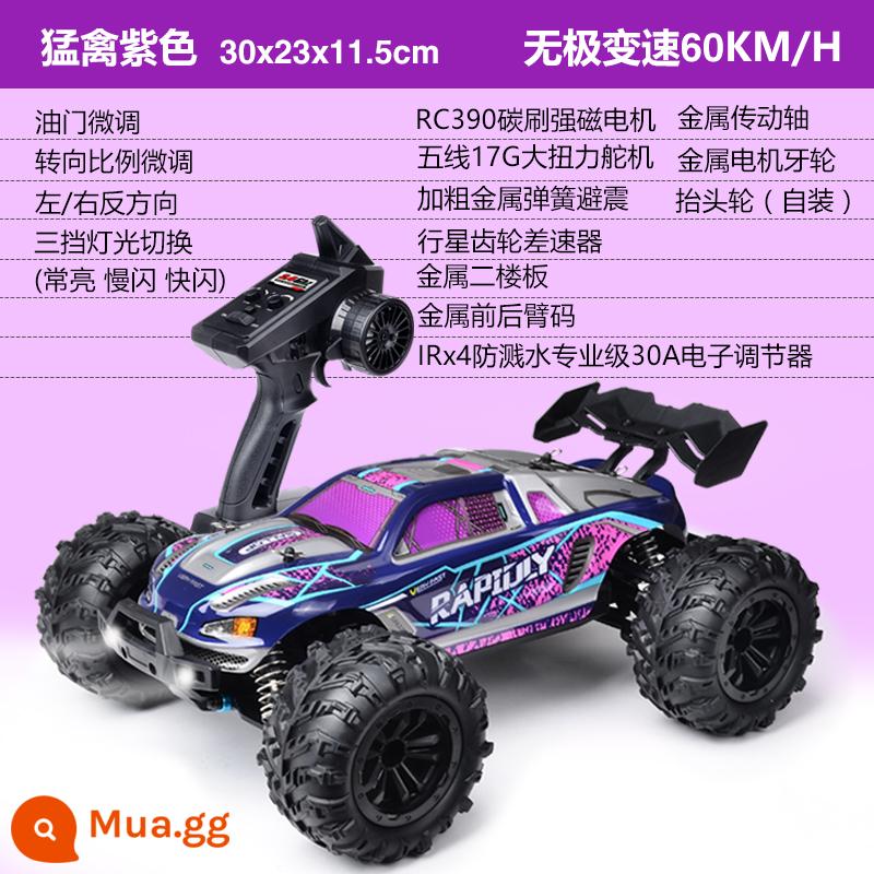 Rc chuyên nghiệp xe điều khiển từ xa đồ chơi người lớn bốn bánh tốc độ cao bigfoot off-road racing leo drift racing cậu bé xe hơi - RC chuyên nghiệp [Raptor Purple] quy mô đầy đủ 60KM/H ba cấp độ ánh sáng có thể điều khiển được