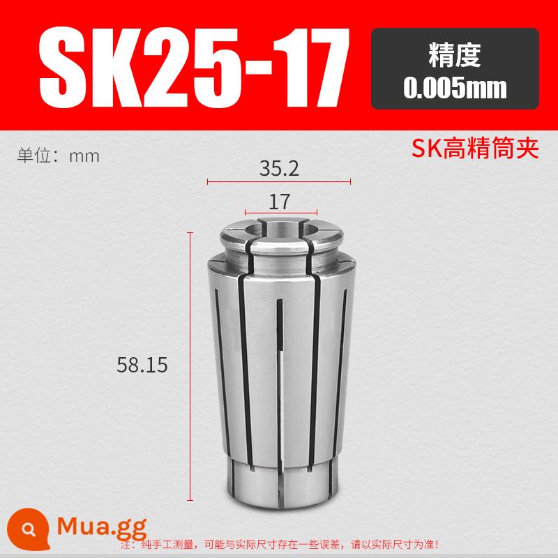 Ống kẹp SK có độ chính xác cao SK06SK10SK13SK16SK20SK25 Tay cầm CNC đàn hồi tốc độ cao mâm cặp LÊN cấp - SK25-17 (độ chính xác 0,005)