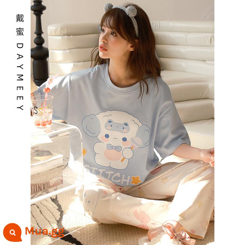 Bộ đồ ngủ mùa xuân và mùa thu của phụ nữ mùa hè cotton mỏng quần ngắn tay phù hợp với mùa hè phiên bản Hàn Quốc của ins nụ cười lỏng lẻo dịch vụ tại nhà - YYZ88110