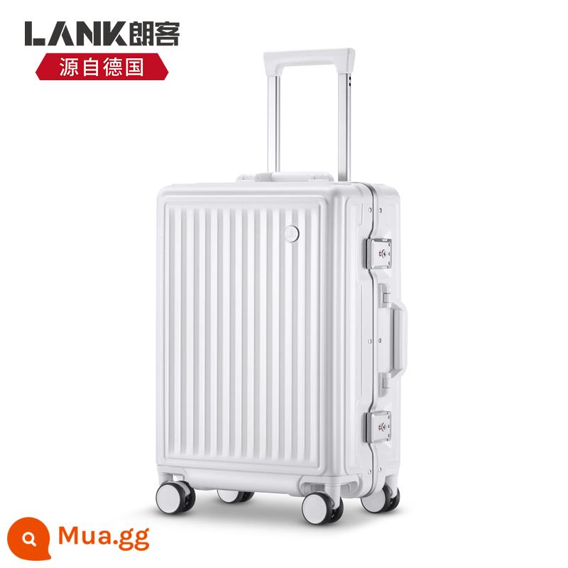 Langke Hành lý 18 inch cho nữ Hộp nhỏ có thể lên máy bay Máy bay hạng nhẹ 20 inch Hộp đựng xe đẩy khung nhôm du lịch 16 inch - Màu trắng ngà [Nâng cấp khung nhôm] Kiểu dọc