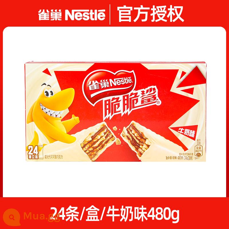 Nestle Bánh quy wafer cá mập giòn Sandwich Sô cô la Hương vị hỗn hợp Net Red Đồ ăn nhẹ giải trí cho năm mới Spree - [24 món] Hương sữa 446,4g*1 hộp