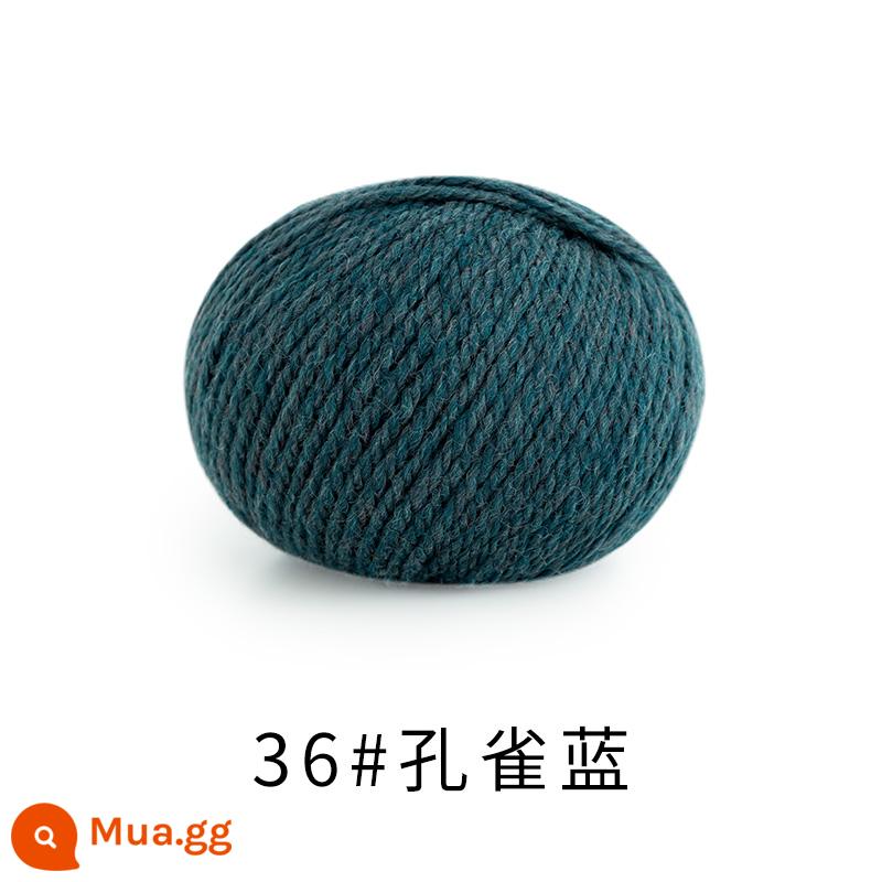 Chị Susu nhà Morandi 8 # Sợi len merino Úc handmade DIY dệt kim khăn mũ len bóng - 36 # con công màu xanh