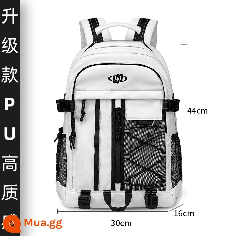 MADEBAG mới ban đầu đi học nữ học sinh trung học cơ sở thiết kế Mỹ ins trường trung học đại học ba lô ba lô nam - “Trắng” nâng cấp lên PU cao cấp, cao cấp hơn, không túi 0