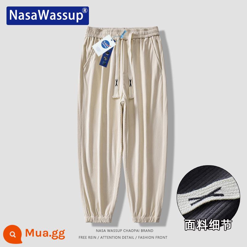 Nasa Wassup thẳng quần âu nam và nữ xếp nếp rời lau quần tây quần Plus nhung quần thể thao - 8801-trắng [Xuân Thu]