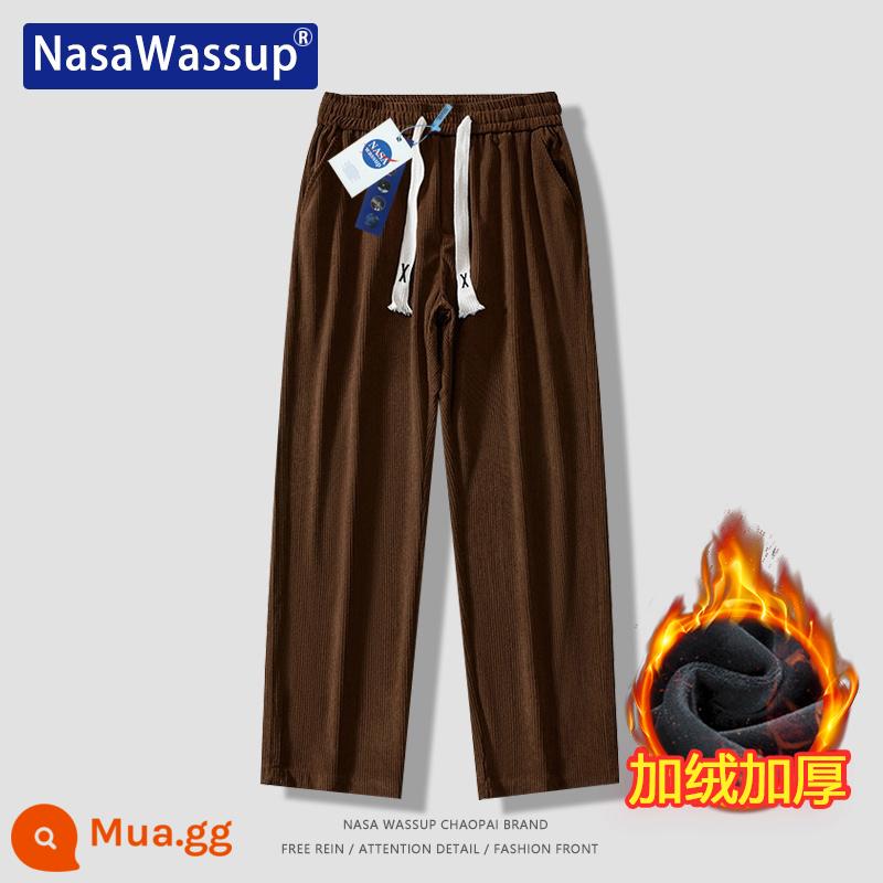 Nasa Wassup thẳng quần âu nam và nữ xếp nếp rời lau quần tây quần Plus nhung quần thể thao - 8802-plus màu nâu nhung