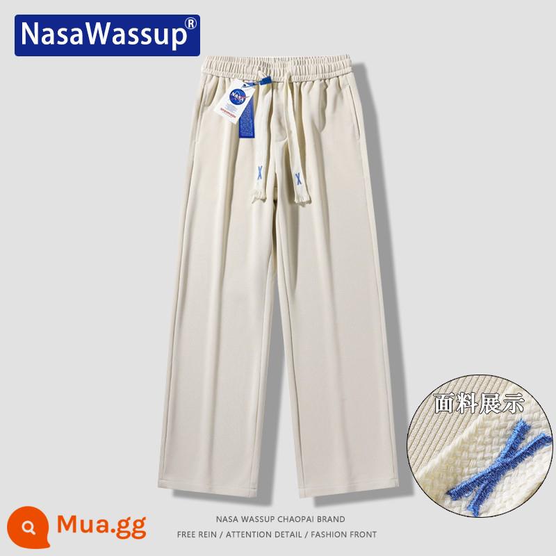 Nasa Wassup thẳng quần âu nam và nữ xếp nếp rời lau quần tây quần Plus nhung quần thể thao - Khaki [Xuân Thu]