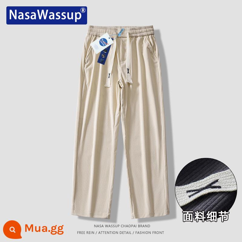 Nasa Wassup thẳng quần âu nam và nữ xếp nếp rời lau quần tây quần Plus nhung quần thể thao - 8802-trắng [Xuân Thu]