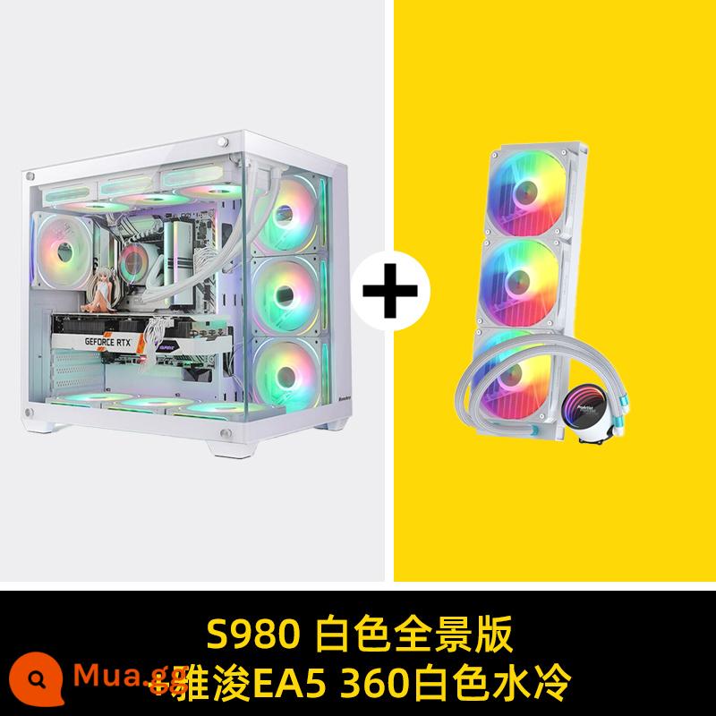 Hangjia S920 S980 phòng bão tuyết nhìn ra biển phòng máy tính để bàn kính cường lực bên trong trường hợp trò chơi trong suốt màu đen và trắng - S980 phiên bản toàn cảnh màu trắng + tản nhiệt nước trắng Yajun EA5 360