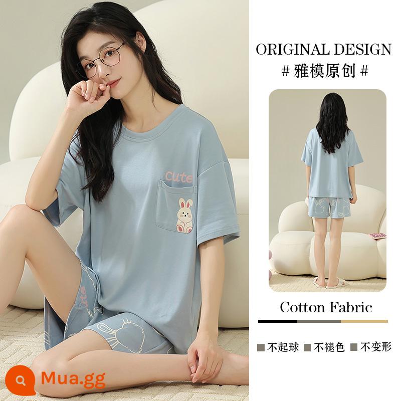 Bộ đồ ngủ nữ mùa hè xuân thu ngắn tay cotton nguyên chất 2023 váy ngủ cỡ lớn mới 100% cotton phục vụ tại nhà - Mẫu nữ Z28911